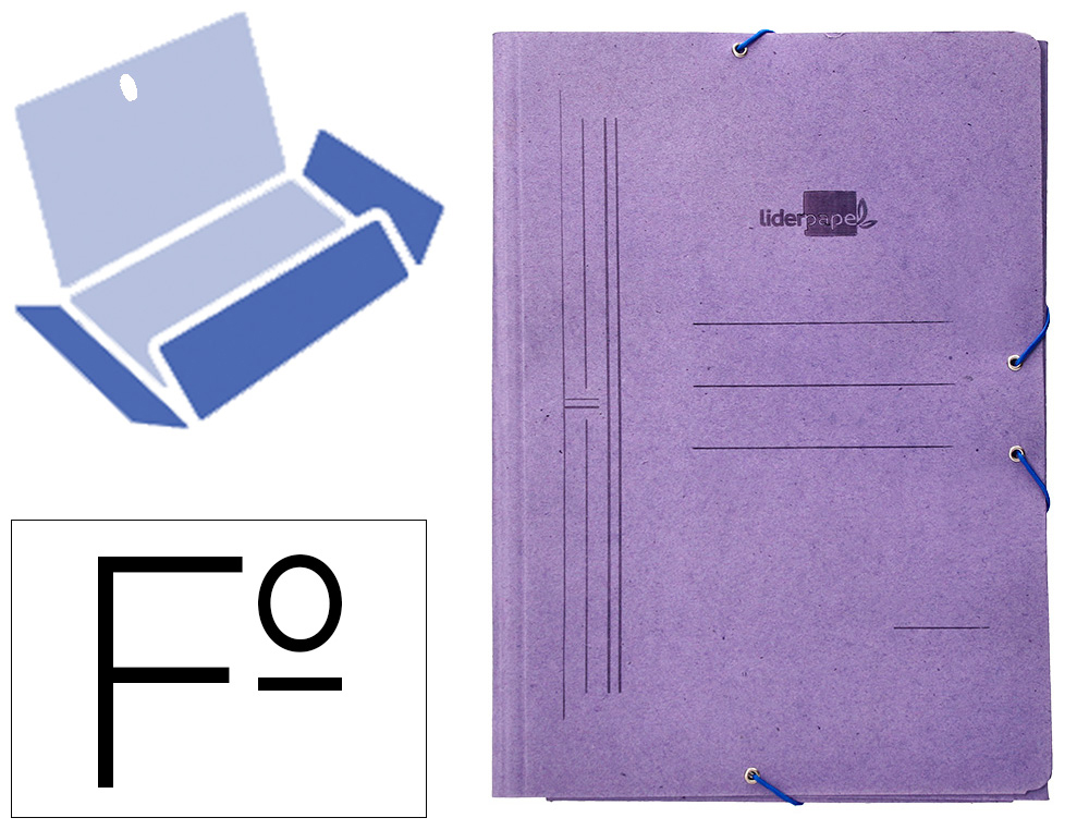 CARPETA LIDERPAPEL GOMAS TRES SOLAPAS CARTON COMPACTO FOLIO COLOR AZUL