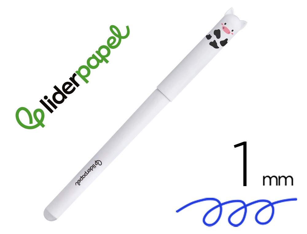 BOLIGRAFO FANTASIA LIDERPAPEL ANIMAL TOWN VACA TINTA AZUL BORRABLE PUNTA 1 MM