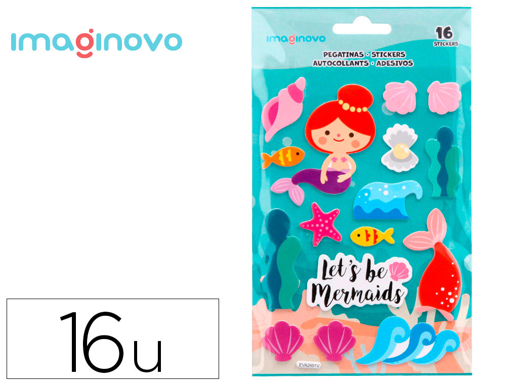 PEGATINAS IMAGINOVO SIRENAS MAGIC DREAMS CON RELIEVE 210X130 MM EN BLISTER