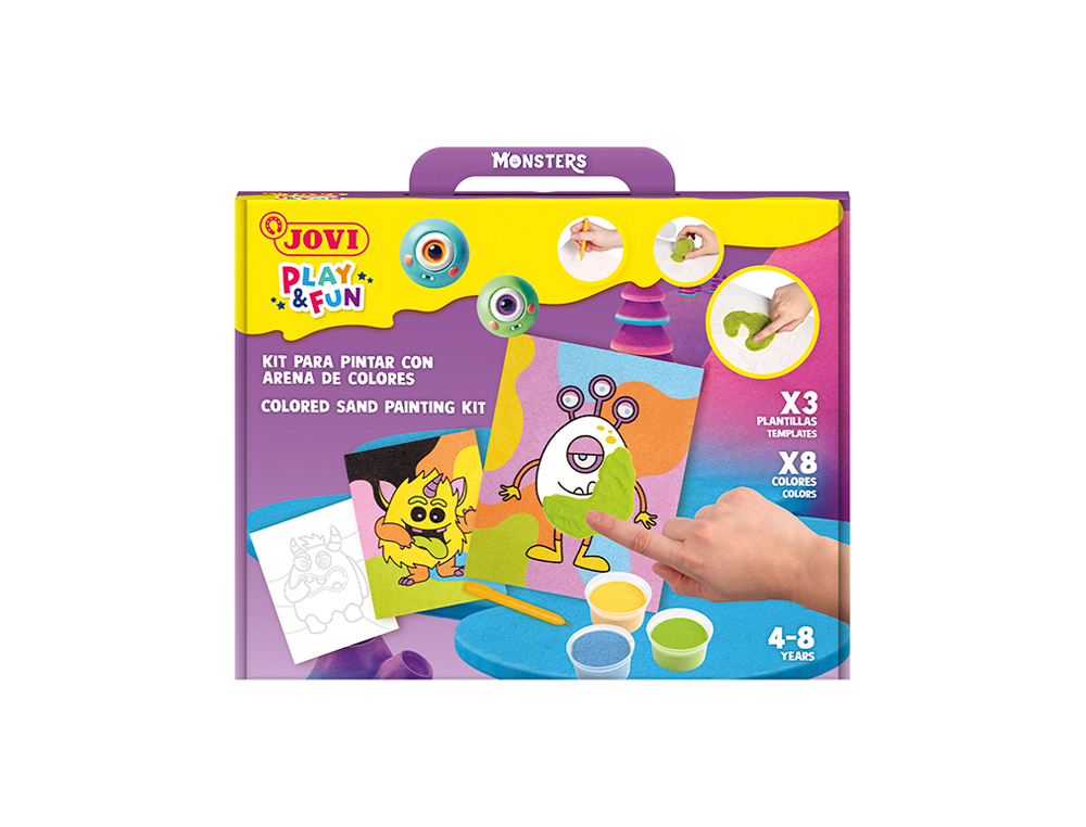 JUEGO JOVI PLAY&FUN PINTA CON ARENA DE COLORES MONSTRUOS DIVERTIDOS