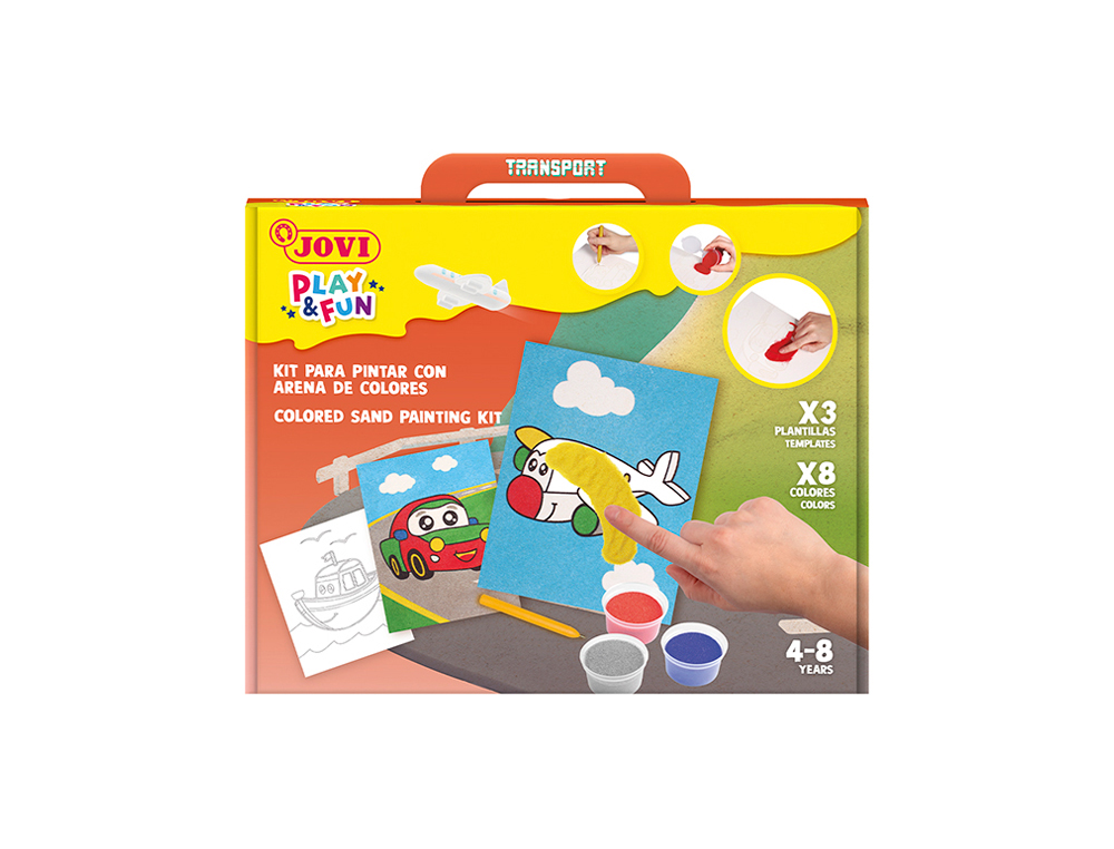 JUEGO JOVI PLAY&FUN PINTA CON ARENA DE COLORES VEHICULOS