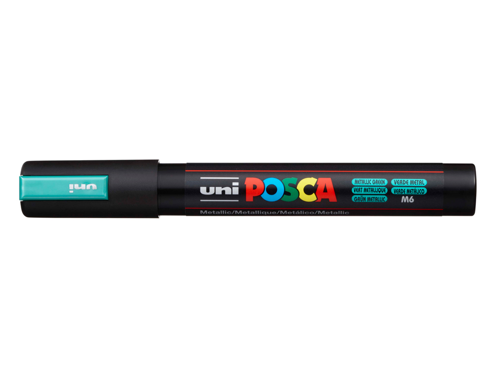 ROTULADOR UNI POSCA PC-5M MARCADOR DE PINTURA PUNTA CONICA 1,8-2,5 MM VERDE METALICO