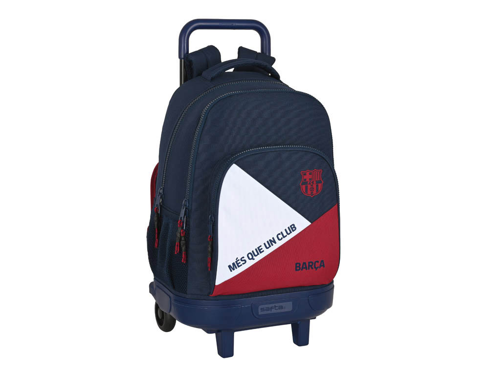 CARTERA ESCOLAR SAFTA CON CARRO MOCHILA GRANDE CON RUEDAS COMPACT EXTRAIBLE 330X220X450 MM F.C. BARCELONA