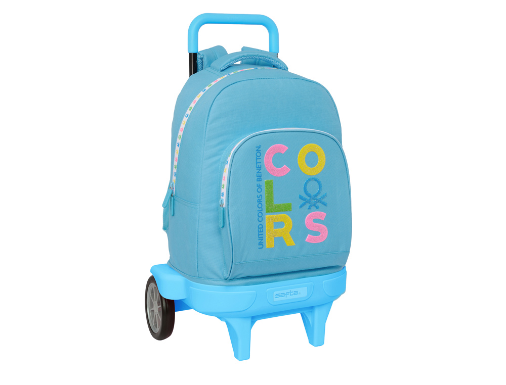 MOCHILA SAFTA GRANDE CON RUEDAS COMPACT EVOLUTION EXTRAIBLE BENETTON SPRING 220X330X450 MM