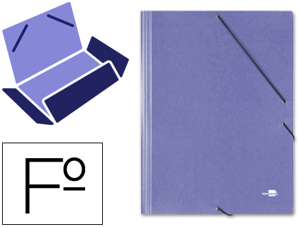 CARPETA LIDERPAPEL GOMAS TRES SOLAPAS CARTON SIMIL PRESPAN FOLIO COLOR AZUL