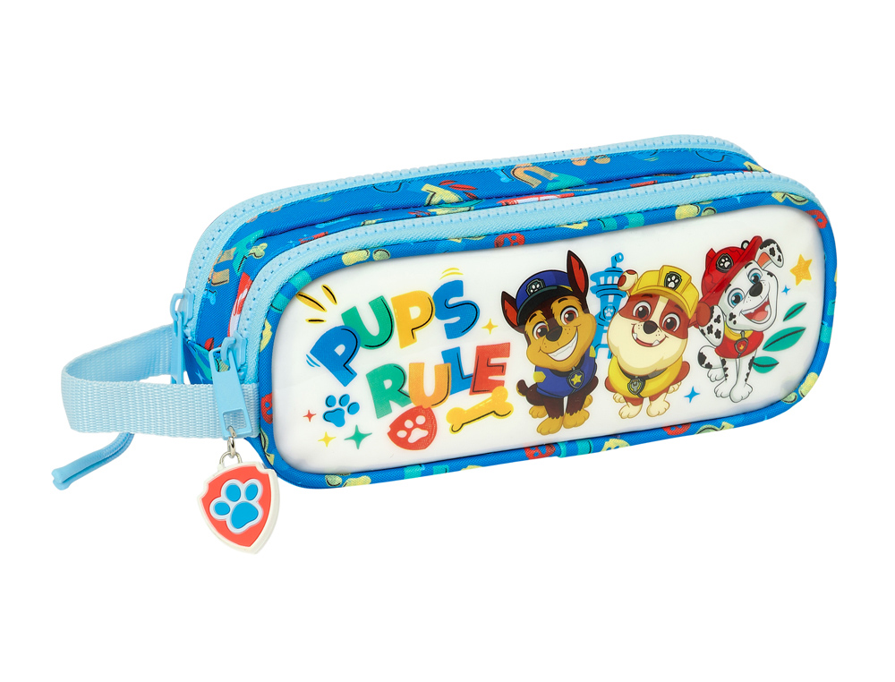 BOLSO ESCOLAR PORTATODO SAFTA DOBLE PAW PATROL PUPS RULE 80X210X60 MM