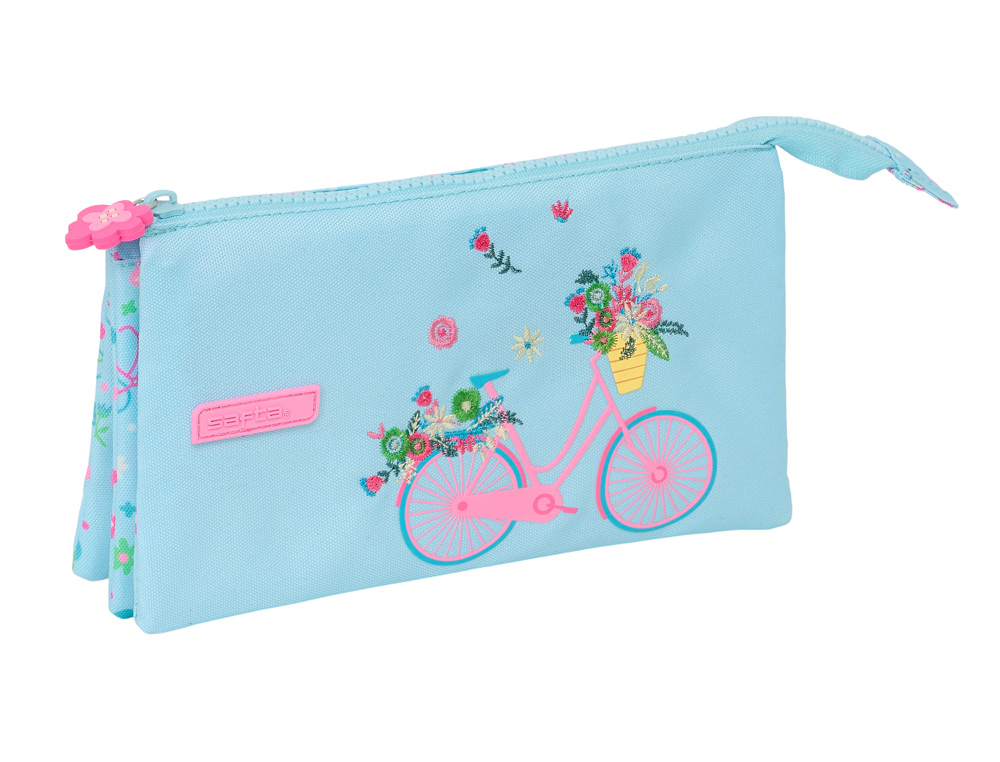 BOLSO ESCOLAR PORTATODO SAFTA TRIPLE RECICLADO SAFTA BICICLETA 120X220X30 MM