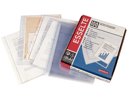 FUNDA MULTITALADRO ESSELTE DIN A4 80 MC POLIPROPILENO CRISTAL 80 MC CAJA DE 100 UNIDADES