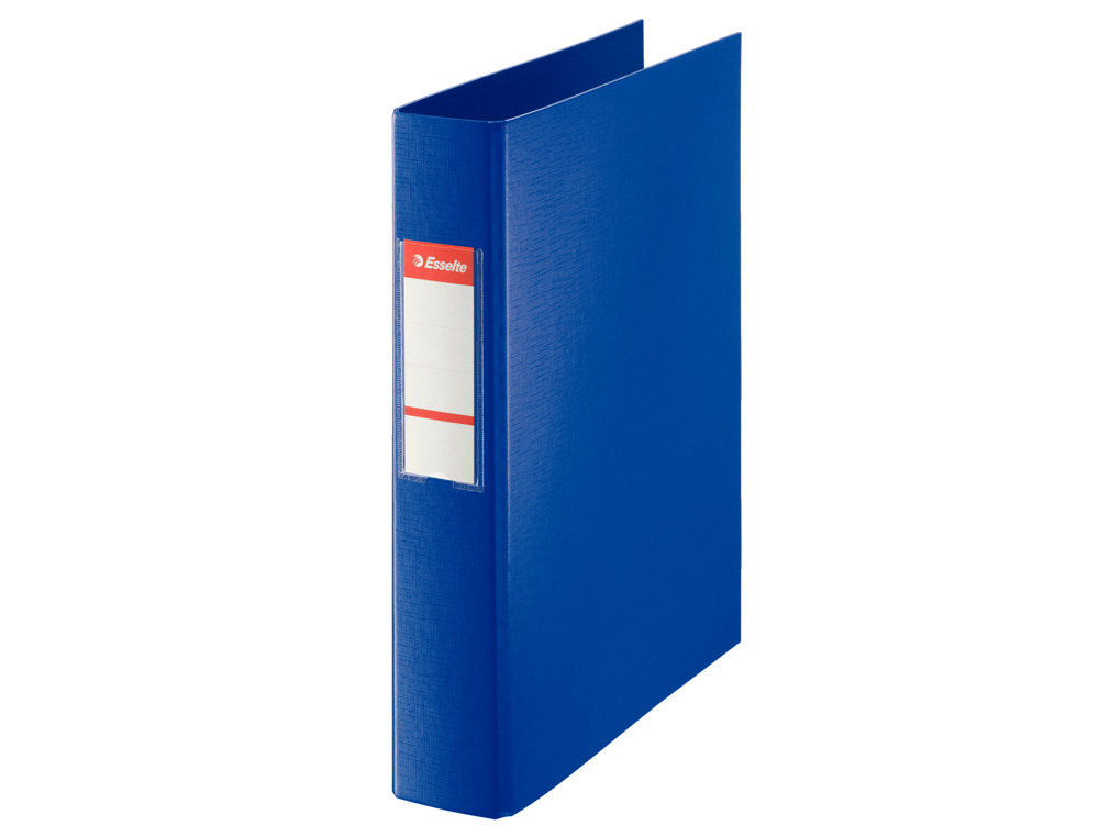 CARPETA ESSELTE 4 ANILLAS 40 MM FOLIO PLASTICO FORRADO CON TARJETERO COLOR AZUL
