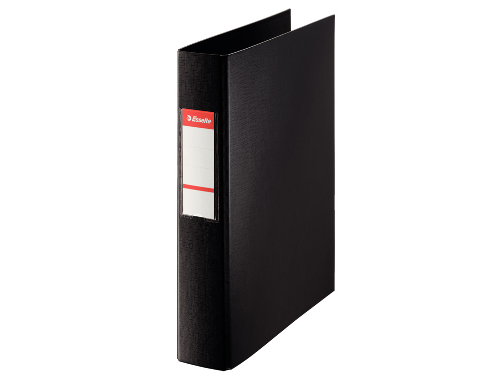 CARPETA ESSELTE 4 ANILLAS 40 MM FOLIO PLASTICO FORRADO CON TARJETERO COLOR NEGRO