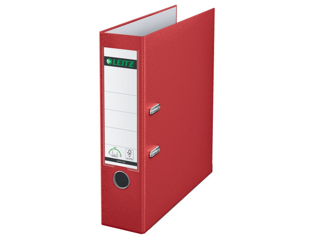 ARCHIVADOR DE PALANCA LEITZ CO2 NEUTRAL CARTON JASPEADO 180 DIN A4 LOMO 80 MM COLOR ROJO