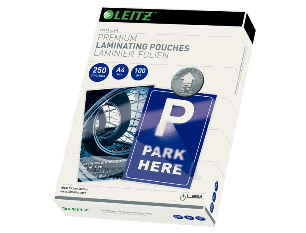 BOLSA DE PLASTIFICAR LEITZ DIN A4 250 MC CAJA DE 100 UNIDADES