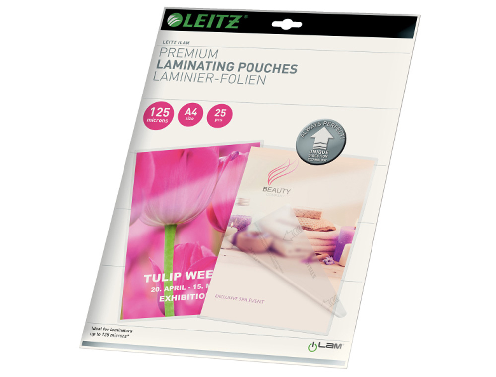 BOLSA DE PLASTIFICAR LEITZ DIN A4 125 MC CAJA DE 25 UNIDADES