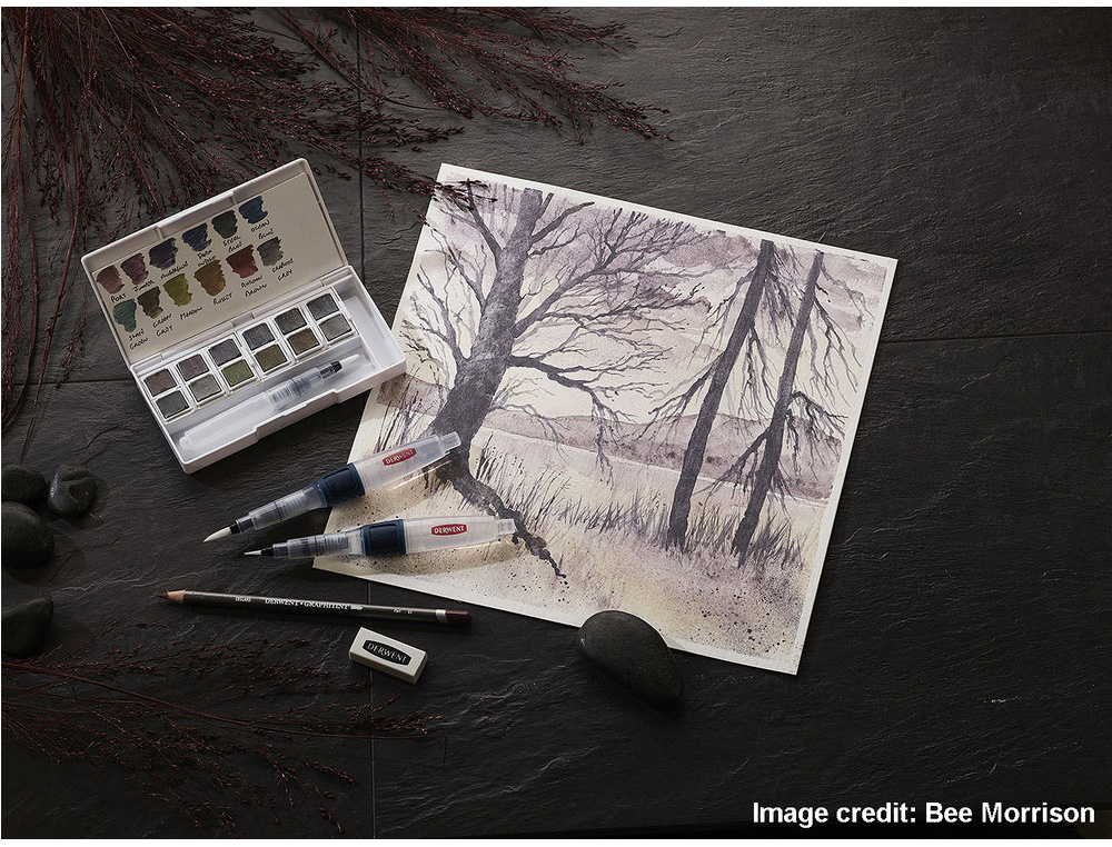 SET DE VIAJE PINTURAS DERWENT GRAPHITINT 12 PASTILLAS DE GRANITO Y COLOR