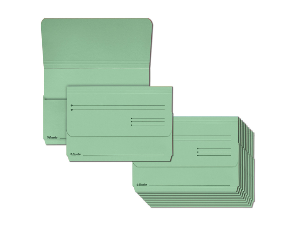 SUBCARPETA CARTULINA ESSELTE POCKET FOLIO COLOR VERDE 275 GR