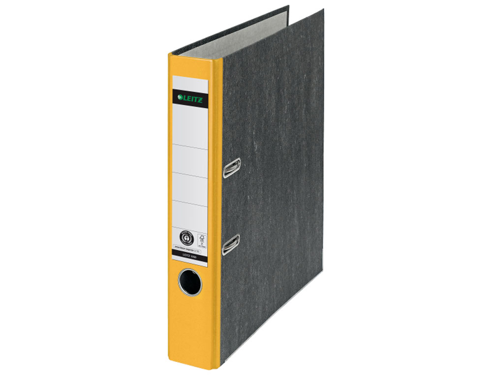 ARCHIVADOR DE PALANCA LEITZ 180 CO2 NEUTRAL DIN A4 CARTON JASPEADO LOMO 52 MM COLOR AMARILLO