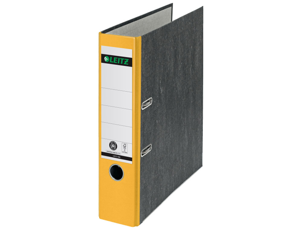 ARCHIVADOR DE PALANCA LEITZ 180 CO2 NEUTRAL DIN A4 CARTON JASPEADO LOMO 80 MM COLOR AMARILLO
