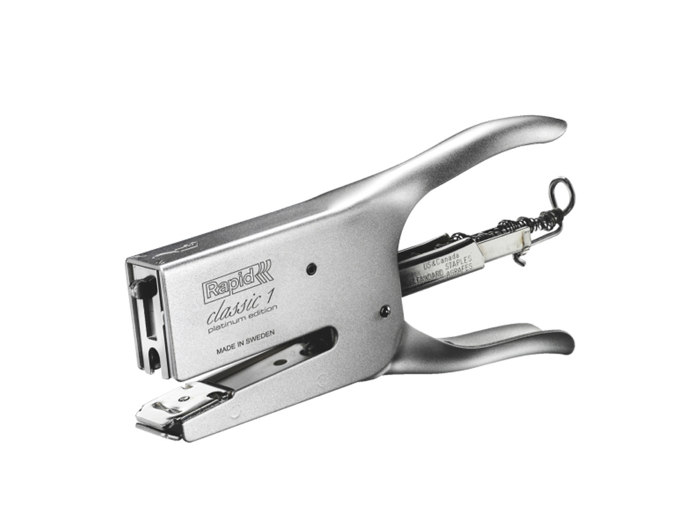 GRAPADORA RAPID DE TENAZA K1 CLASSIC CROMADA CAPACIDAD 50 HOJAS USA GRAPAS 24/6 Y 24/8