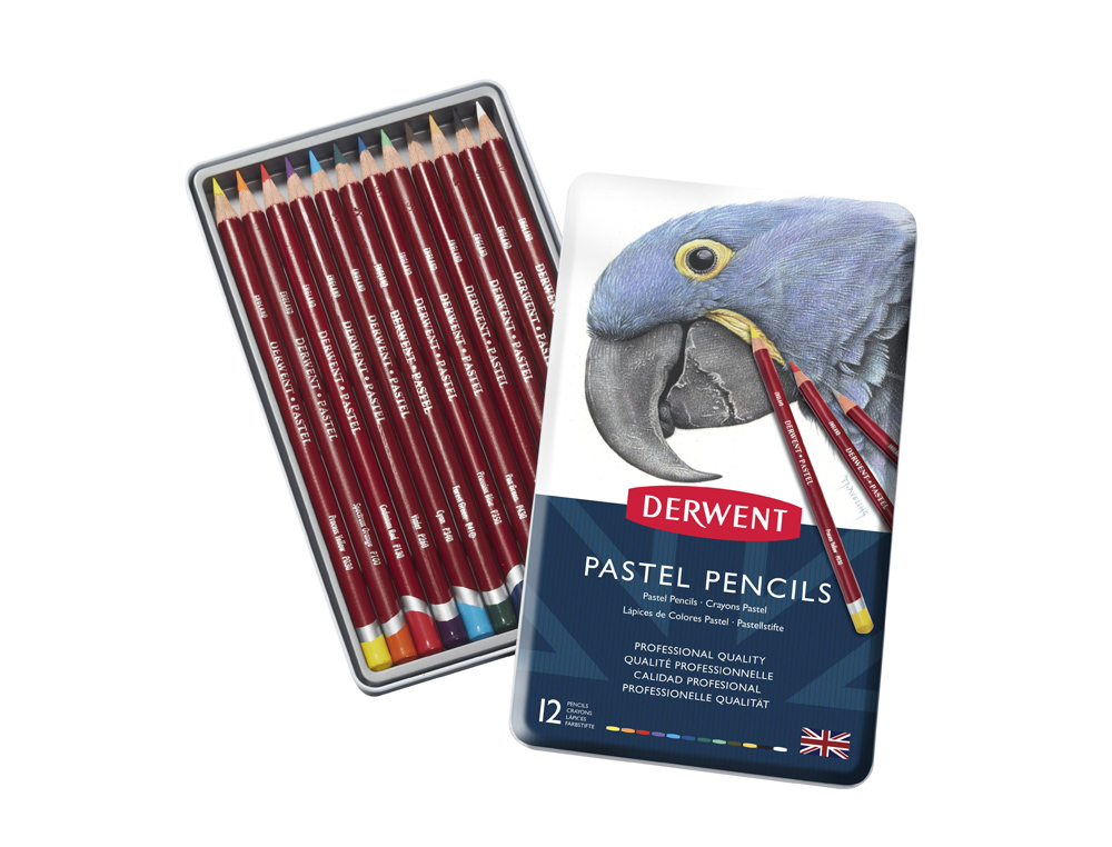 LAPICES DE COLORES DERWENT PASTEL CAJA METALICA 12 UNIDADES COLORES SURTIDOS