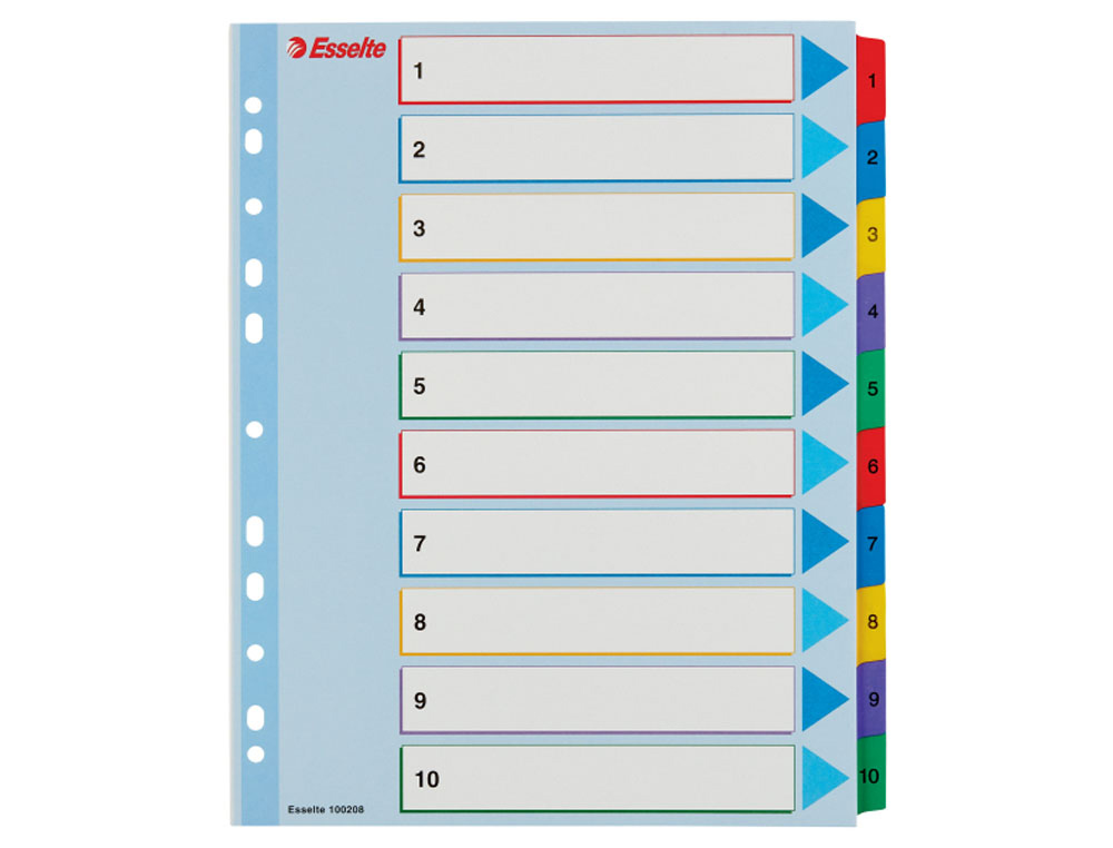 SEPARADOR ESSELTE NUMERICO 1-10 BORRA Y RE-ESCRIBE CARTULINA DIN A4 MULTITALADRO