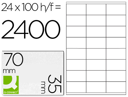 ETIQUETA ADHESIVA Q-CONNECT KF10645 -TAMAO 70X35 MM FOTOCOPIADORA LASER INK-JET CAJA CON 100 HOJAS DIN A4