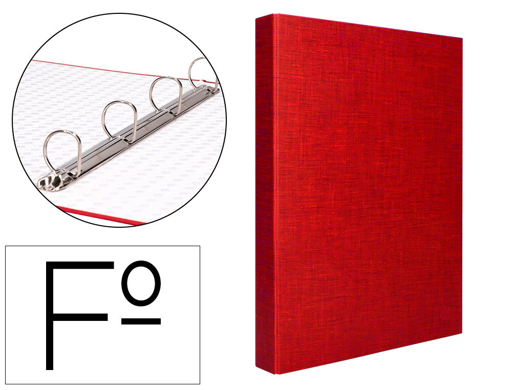 CARPETA DE 4 ANILLAS 25MM MIXTAS LIDERPAPEL FOLIO CARTON FORRADO PAPER COAT COLOR ROJO
