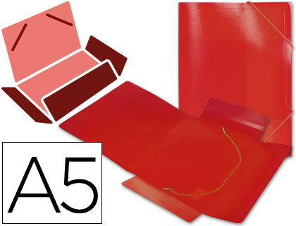 CARPETA LIDERPAPEL GOMAS TRES SOLAPAS POLIPROPILENO DIN A5 COLOR ROJO