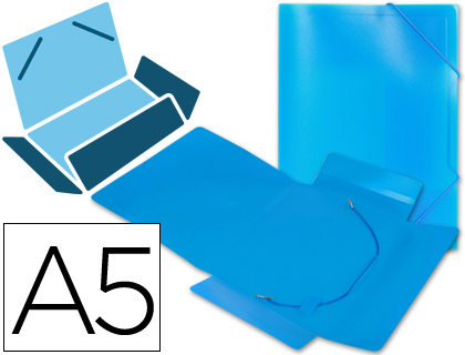 CARPETA LIDERPAPEL GOMAS TRES SOLAPAS POLIPROPILENO DIN A5 COLOR AZUL