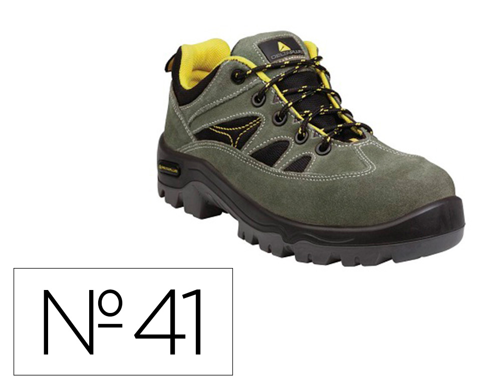 ZAPATOS DE SEGURIDAD DELTAPLUS TREK DE PIEL SERRAJE PUNTERA Y SUELA COMPOSITE VERDE TALLA 41