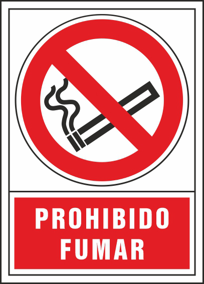 PICTOGRAMA SYSSA SEAL DE PROHIBICION PROHIBIDO FUMAR EN PVC 245X345 MM