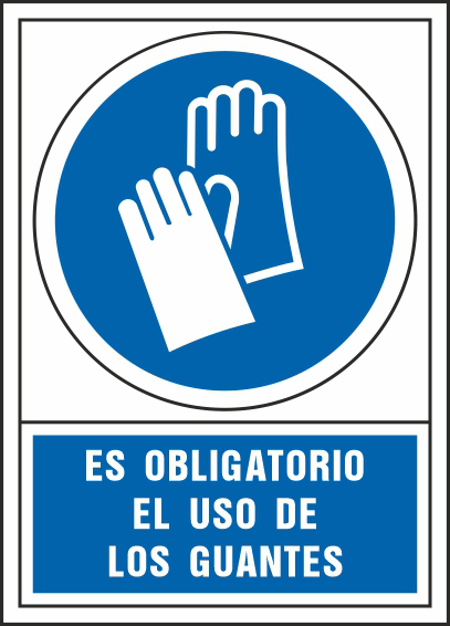 PICTOGRAMA SYSSA SEAL DE OBLIGACION ES OBLIGATORIO EL USO DE LOS GUANTES EN PVC 245X345 MM
