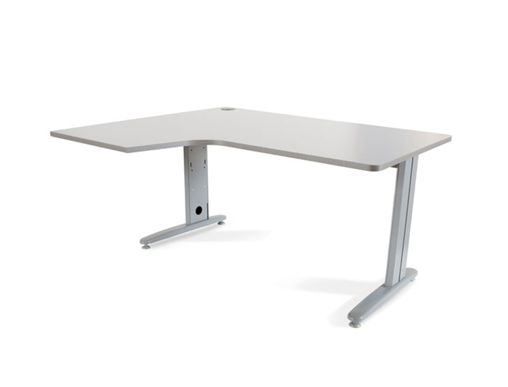 MESA ROCADA SERIE METAL 160X120 CM IZQUIERDA ACABADO AC02 GRIS