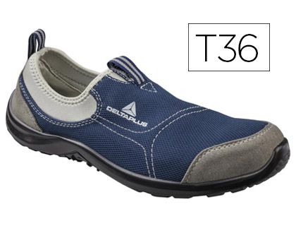 ZAPATOS DE SEGURIDAD DELTAPLUS DE POLIESTER Y ALGODON CON PLANTILLA Y PUNTERA - COLOR AZUL MARINO TALLA 36
