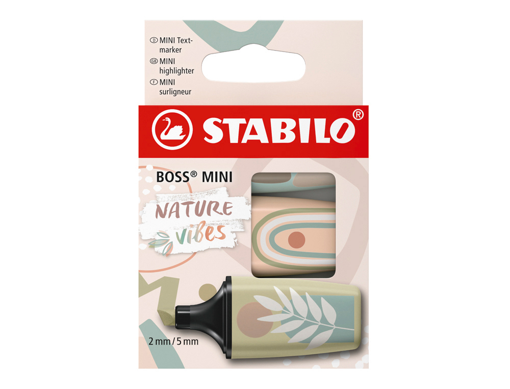 ROTULADOR STABILO BOSS MINI NATUREVIBES ESTUCHE DE 3 UNIDADES COLORES SURTIDOS