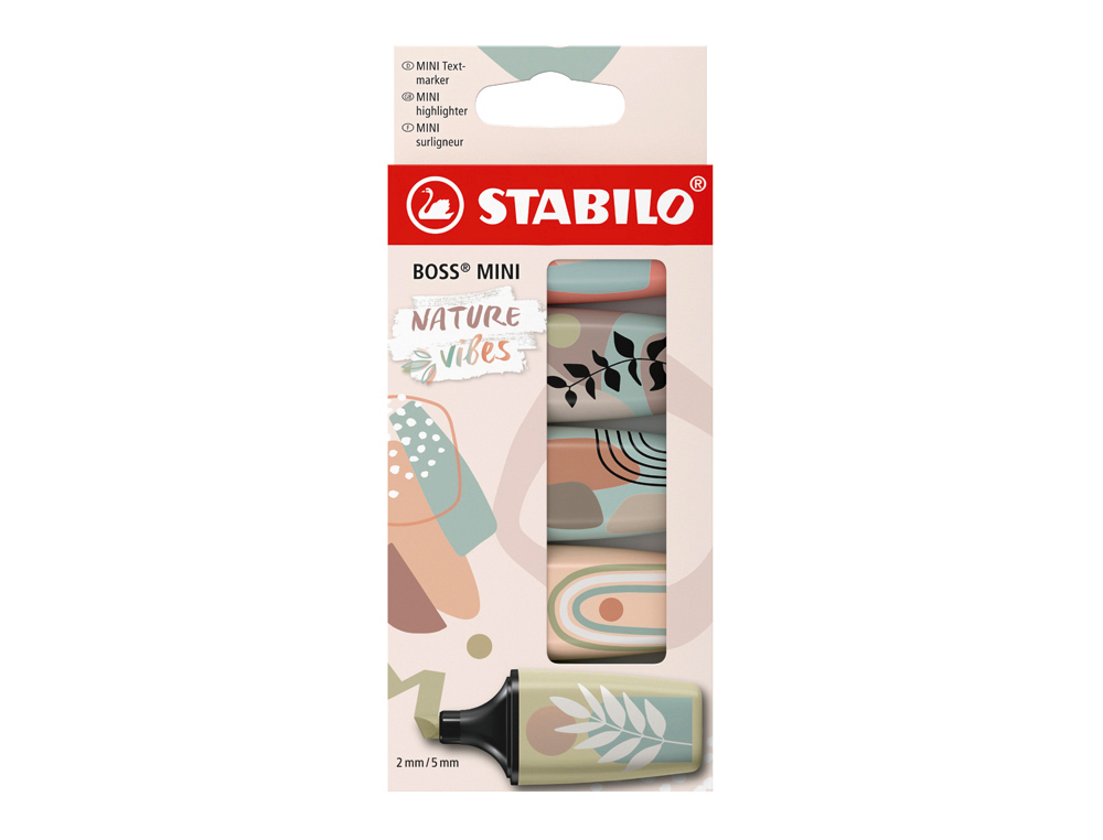 ROTULADOR STABILO BOSS MINI NATUREVIBES ESTUCHE DE 5 UNIDADES COLORES SURTIDOS