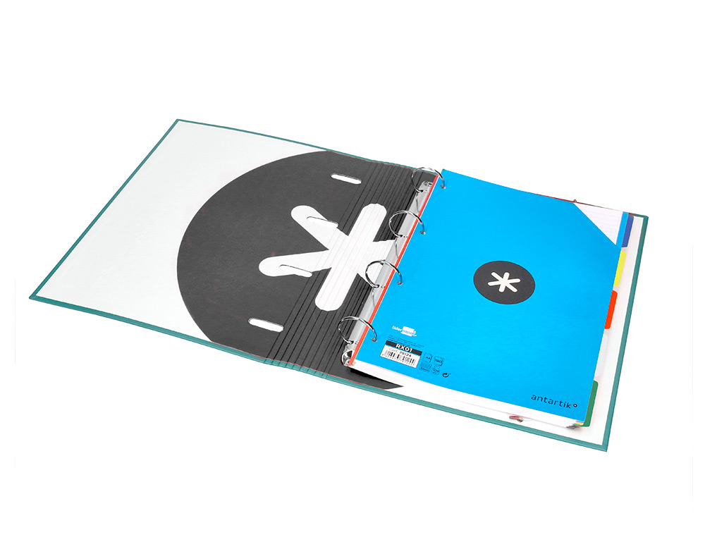 CARPETA CON RECAMBIO ANTARTIK A4 CUADRO 5MM FORRADA 4 ANILLAS 40MM REDONDAS CON SOLAPA COLOR MENTA