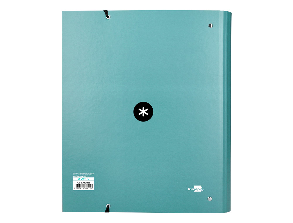 CARPETA CON RECAMBIO ANTARTIK A4 CUADRO 5MM FORRADA 4 ANILLAS 40MM REDONDAS CON SOLAPA COLOR MENTA