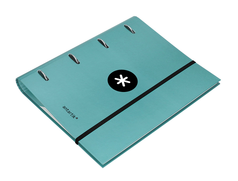 CARPETA CON RECAMBIO ANTARTIK A4 CUADRO 5MM FORRADA 4 ANILLAS 40MM REDONDAS CON SOLAPA COLOR MENTA