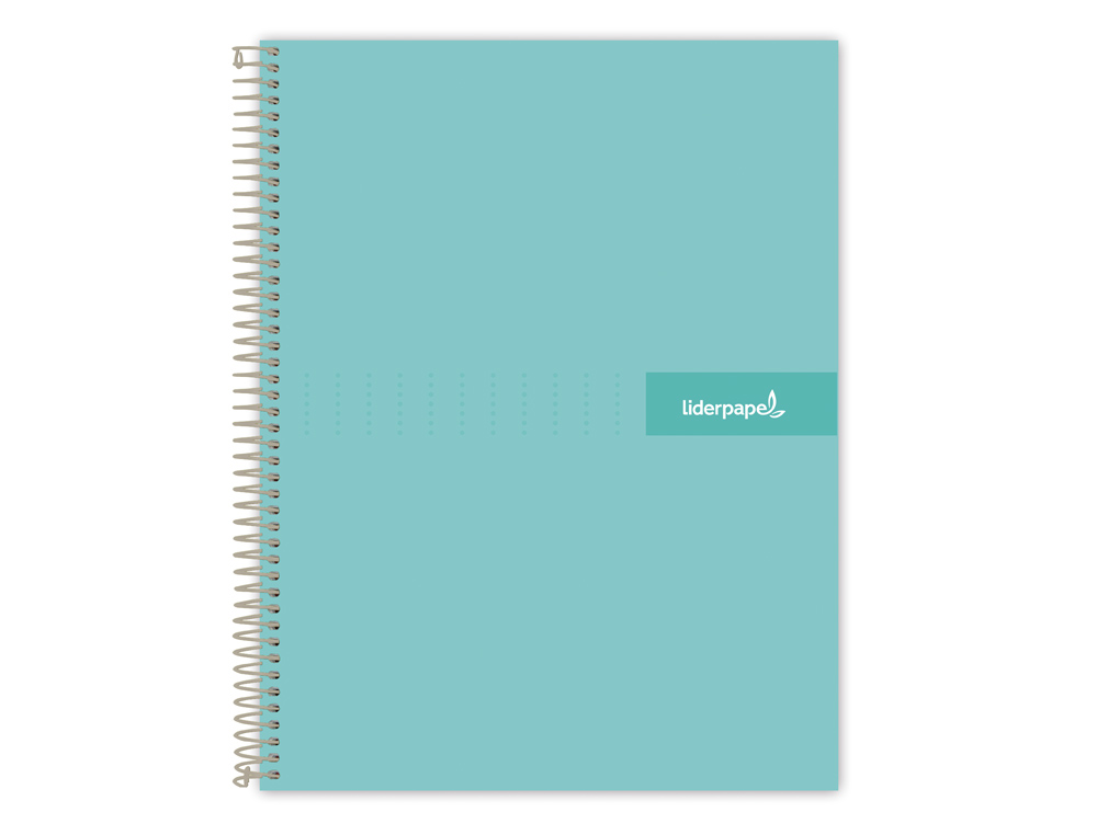 CUADERNO ESPIRAL LIDERPAPEL A4 CRAFTY TAPA FORRADA 80H 90GR CUADRO 4MM CON MARGEN COLOR TURQUESA