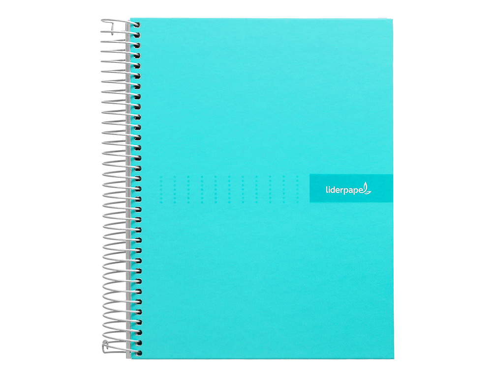CUADERNO ESPIRAL LIDERPAPEL A4 CRAFTY TAPA FORRADA 80H 90GR CUADRO 4MM CON MARGEN COLOR TURQUESA