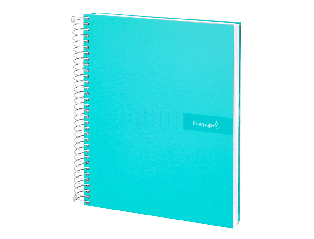 CUADERNO ESPIRAL LIDERPAPEL A4 CRAFTY TAPA FORRADA 80H 90GR CUADRO 4MM CON MARGEN COLOR TURQUESA