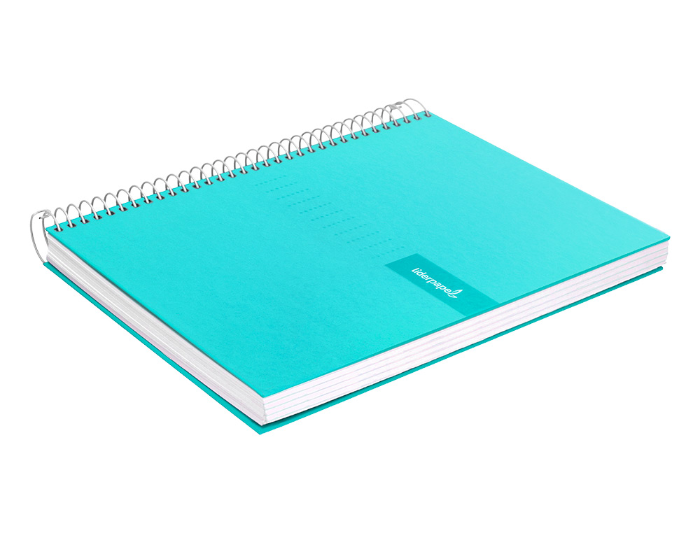 CUADERNO ESPIRAL LIDERPAPEL A4 CRAFTY TAPA FORRADA 80H 90GR CUADRO 4MM CON MARGEN COLOR TURQUESA