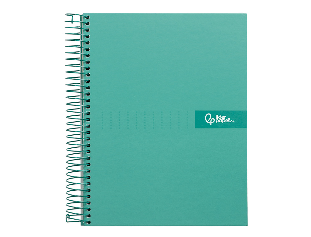 CUADERNO ESPIRAL LIDERPAPEL A4 MICRO CRAFTY TAPA FORRADA 120H 90GR CUADRO 5MM 5 BANDAS 4 TALADROS COLOR TURQUESA