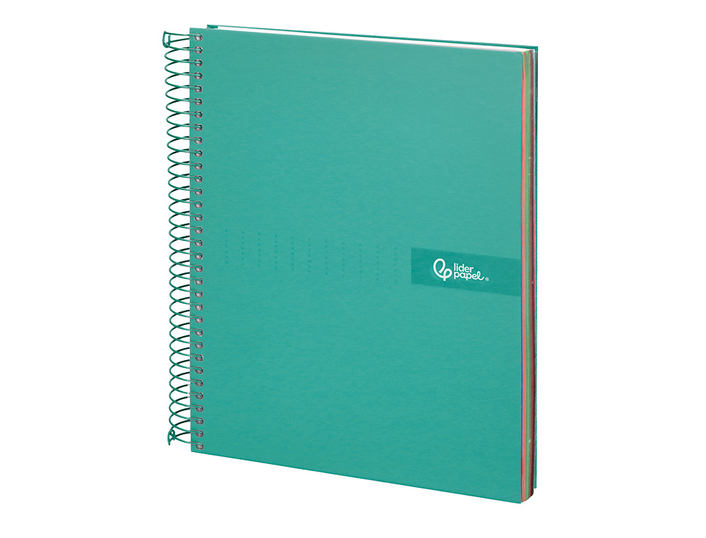 CUADERNO ESPIRAL LIDERPAPEL A4 MICRO CRAFTY TAPA FORRADA 120H 90GR CUADRO 5MM 5 BANDAS 4 TALADROS COLOR TURQUESA