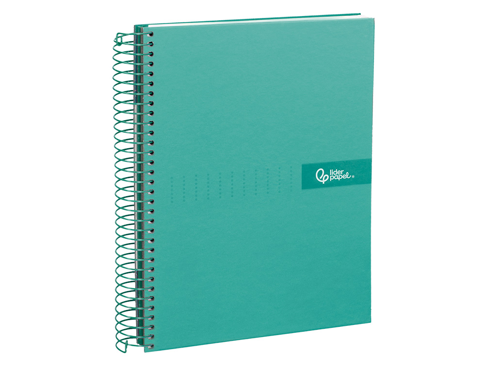 CUADERNO ESPIRAL LIDERPAPEL A4 MICRO CRAFTY TAPA FORRADA 120H 90GR CUADRO 5MM 5 BANDAS 4 TALADROS COLOR TURQUESA