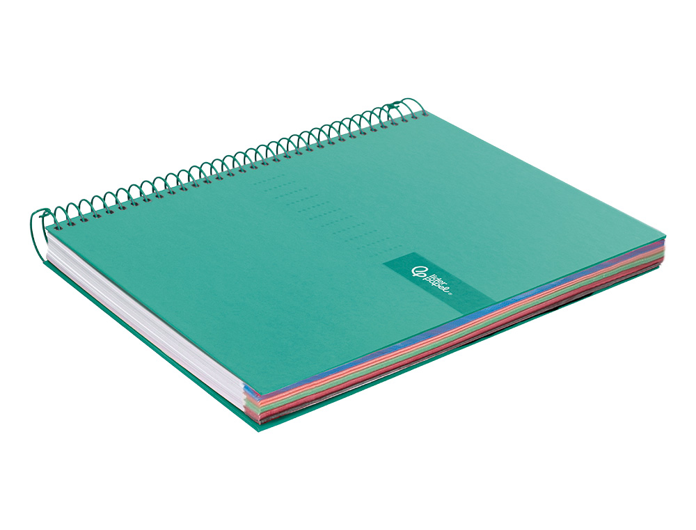 CUADERNO ESPIRAL LIDERPAPEL A4 MICRO CRAFTY TAPA FORRADA 120H 90GR CUADRO 5MM 5 BANDAS 4 TALADROS COLOR TURQUESA