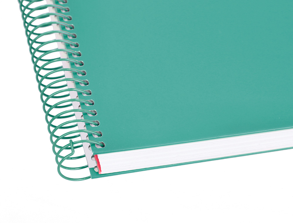CUADERNO ESPIRAL LIDERPAPEL A4 MICRO CRAFTY TAPA FORRADA 120H 90GR CUADRO 5MM 5 BANDAS 4 TALADROS COLOR TURQUESA