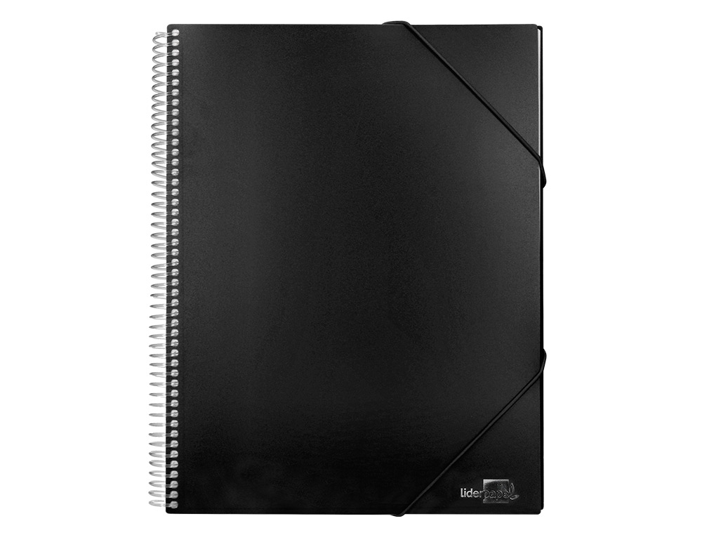 CARPETA LIDERPAPEL ESCAPARATE CON ESPIRAL 20 FUNDAS POLIPROPILENO DIN A5 NEGRO OPACO