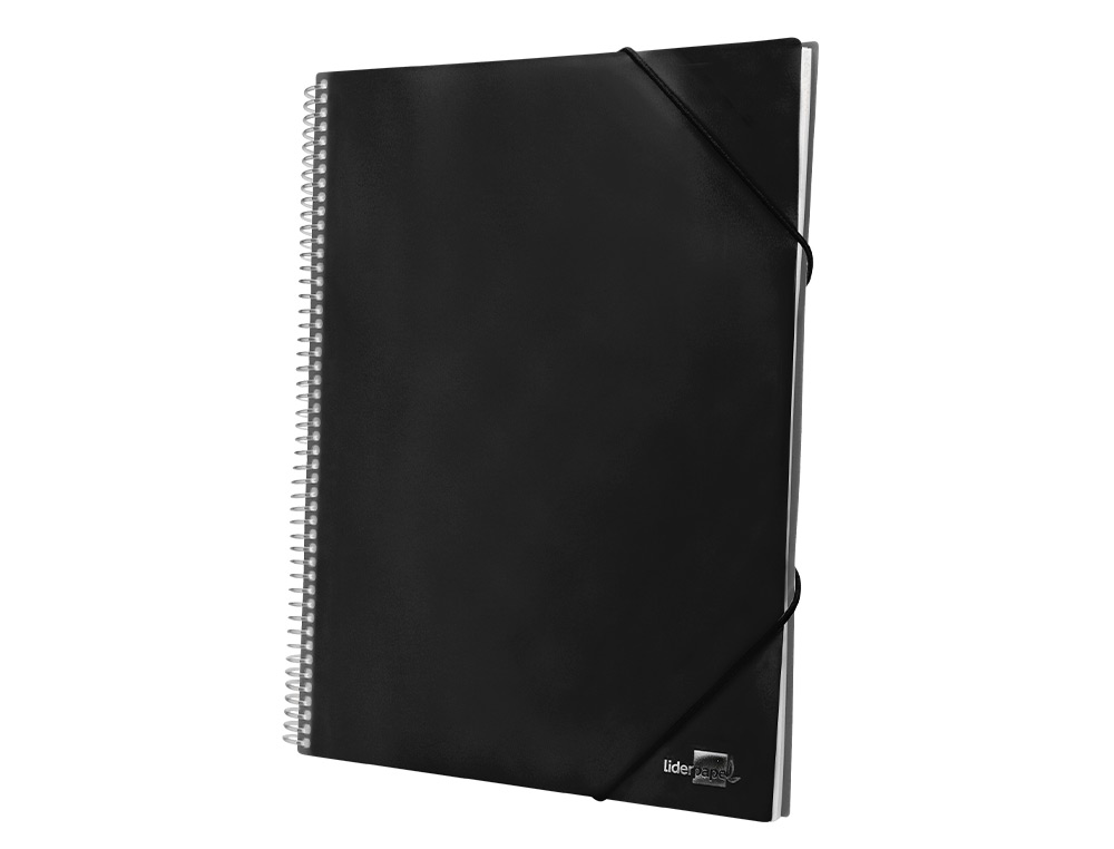 CARPETA LIDERPAPEL ESCAPARATE CON ESPIRAL 20 FUNDAS POLIPROPILENO DIN A5 NEGRO OPACO