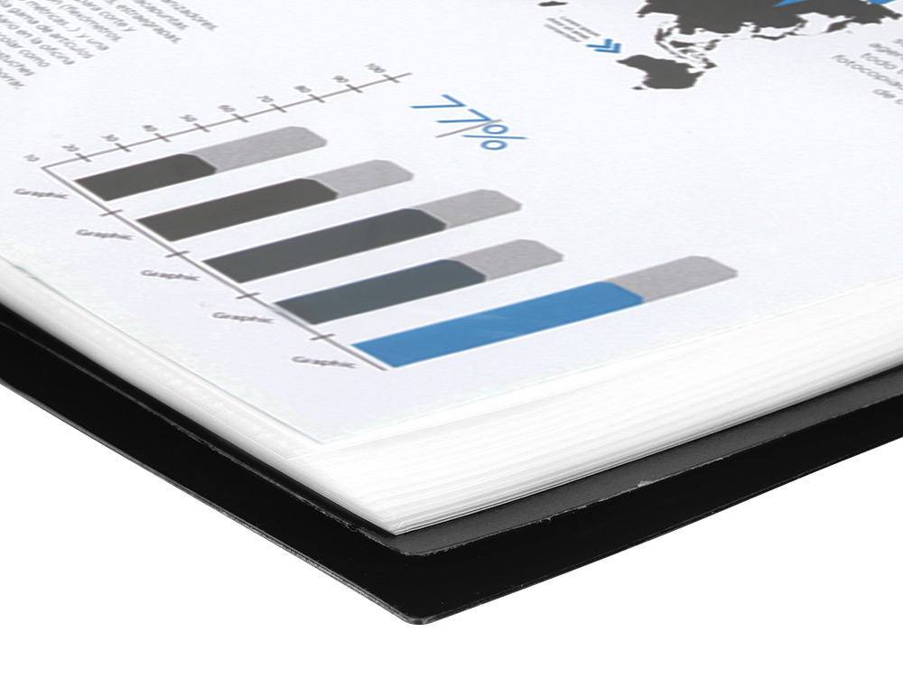 CARPETA LIDERPAPEL ESCAPARATE CON ESPIRAL 20 FUNDAS POLIPROPILENO DIN A5 NEGRO OPACO